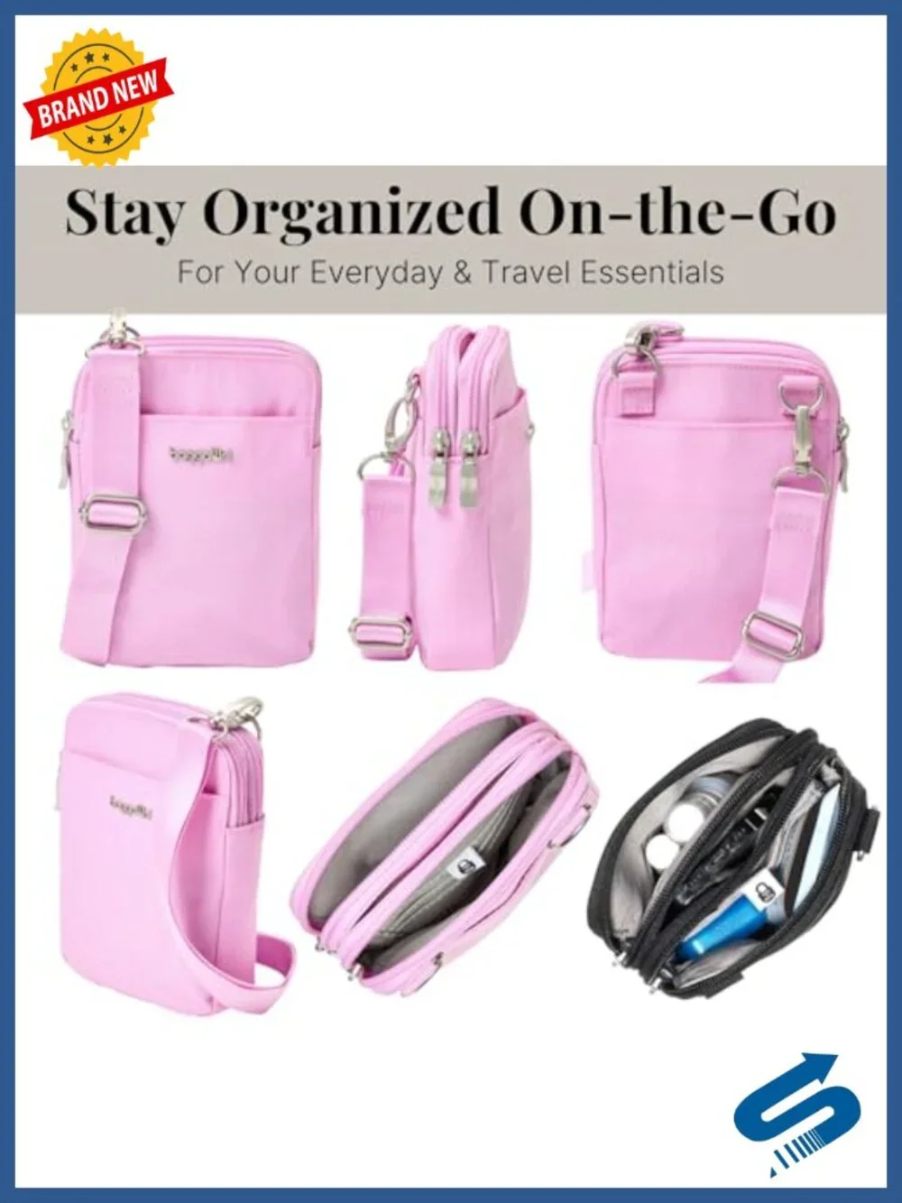 Water-Repellent Nylon RFID Crossbody Bag with Adjustable Strap